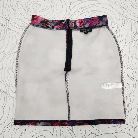 [Sz 2] Pink Floral Topshop Peplum Skirt - Picture 5 of 9